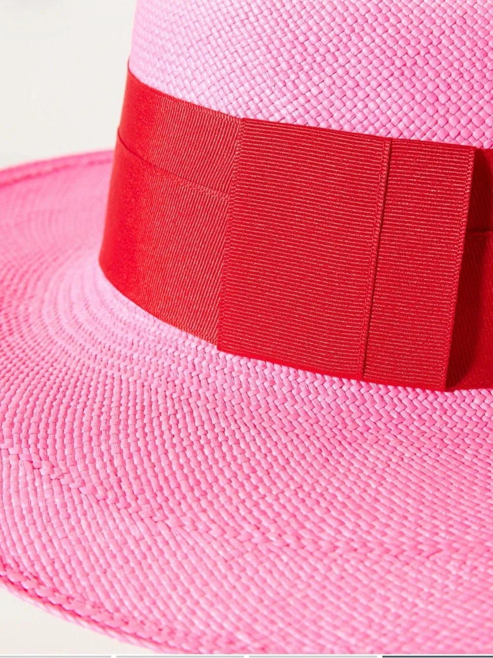 Artesano from Anthropologie Bright Pink Wide-Brim Straw Hat with Red Band